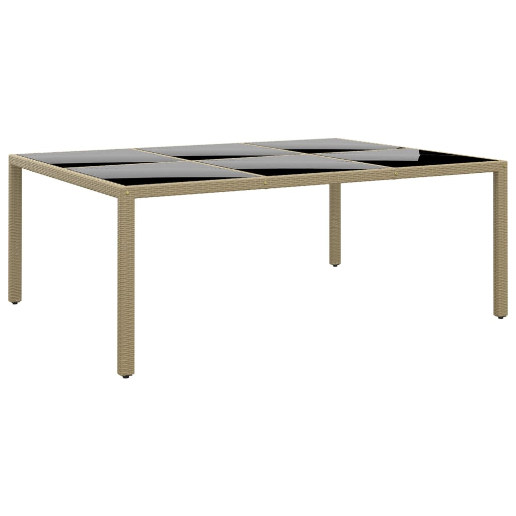 foto del prodotto tavolo giardino 200x150x75 cm vetro temperato polyrattan beige cod mxl 34095
