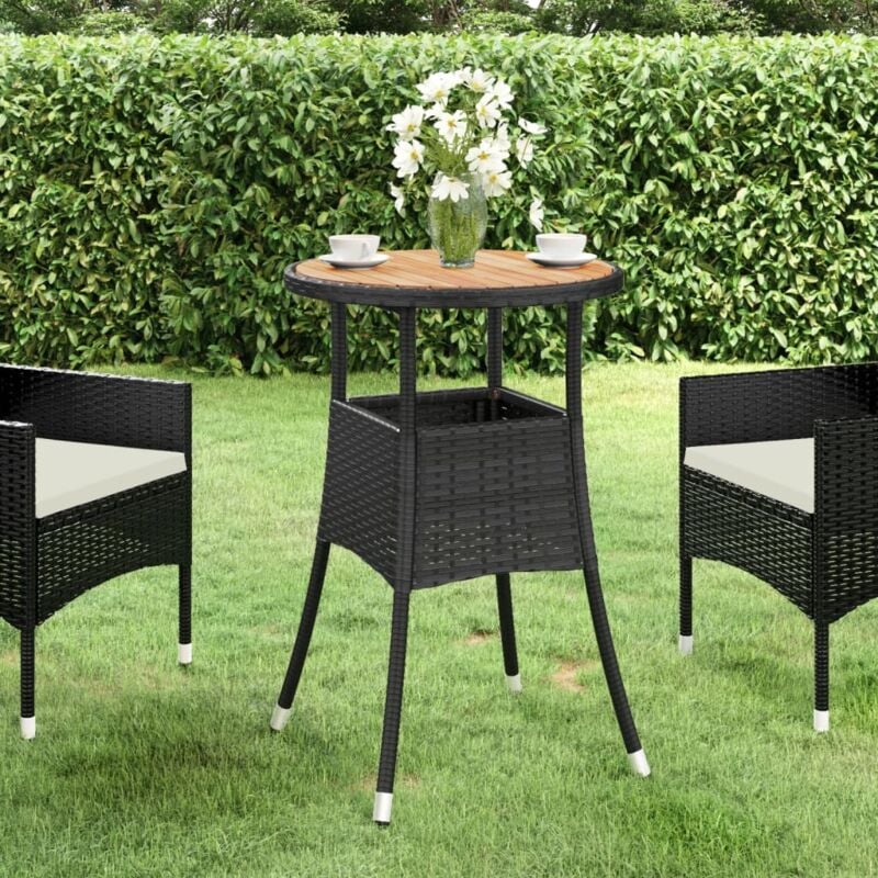 foto del prodotto tavolo giardino 60x75 cm massello acacia e polyrattan nero