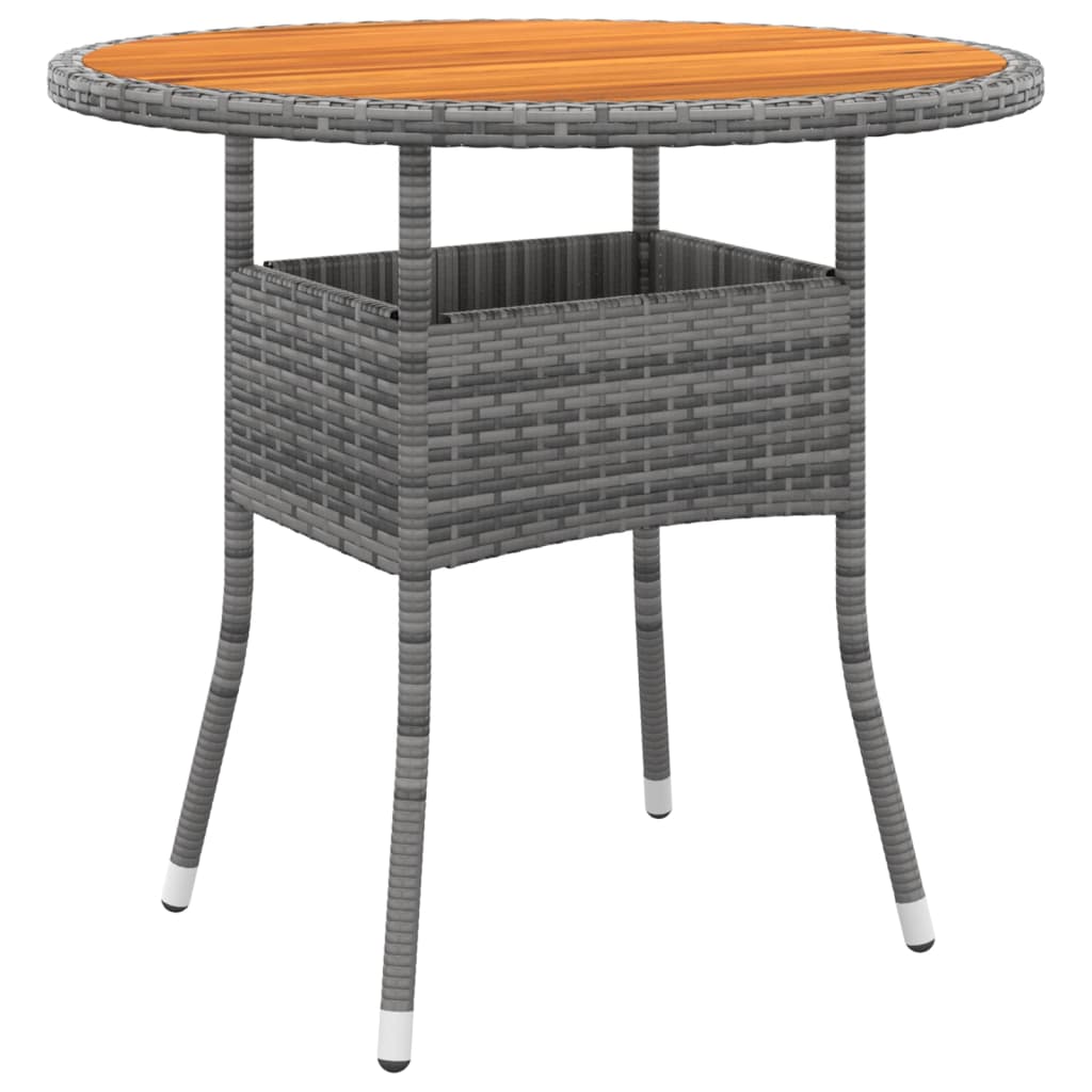 foto del prodotto tavolo giardino 80x75 cm massello acacia e polyrattan grigio cod mxl 34532
