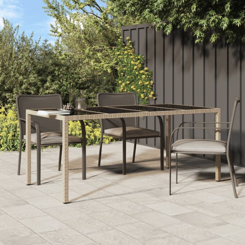 foto del prodotto tavolo giardino beige 190x90x75 cm vetro temperato polyrattan vidaxl