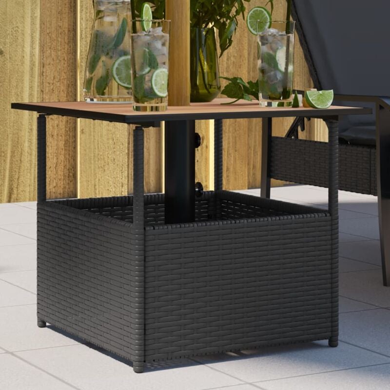 foto del prodotto tavolo giardino foro ombrellone nero 55x55x46,5 cm polyrattan vidaxl