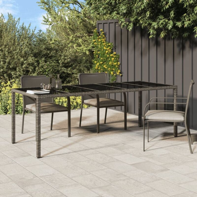 foto del prodotto tavolo giardino grigio 250x100x75cm vetro temperato polyrattan vidaxl