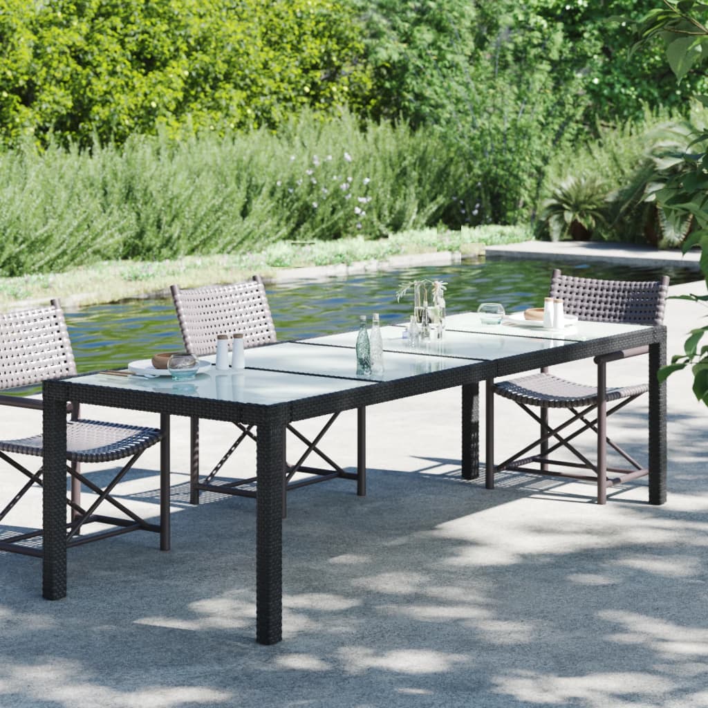foto del prodotto tavolo giardino nero 250x100x75cm vetro temperato e polyrattan cod mxl 34471