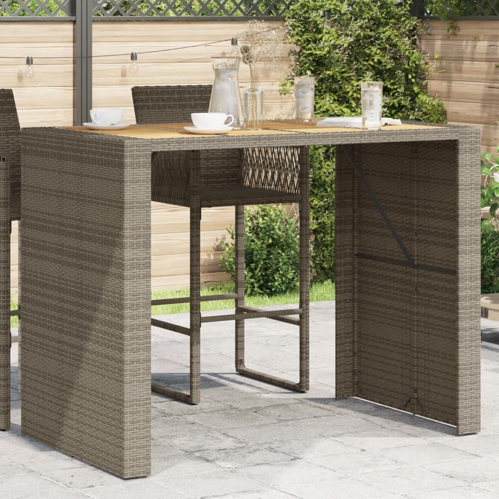 foto del prodotto tavolo giardino piano in acacia grigio 145x80x110 cm polyrattancod mxl 93354