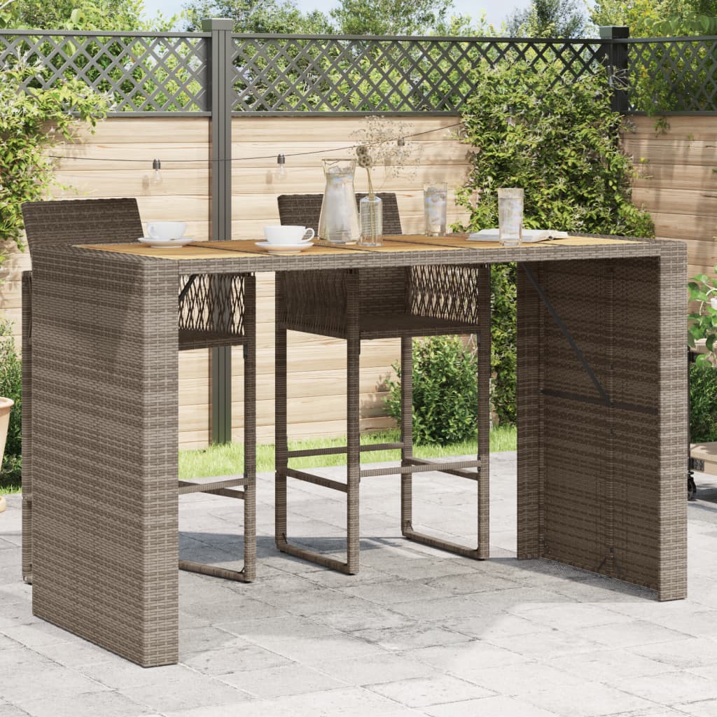 foto del prodotto tavolo giardino piano in acacia grigio 185x80x110 cm polyrattancod mxl 93355