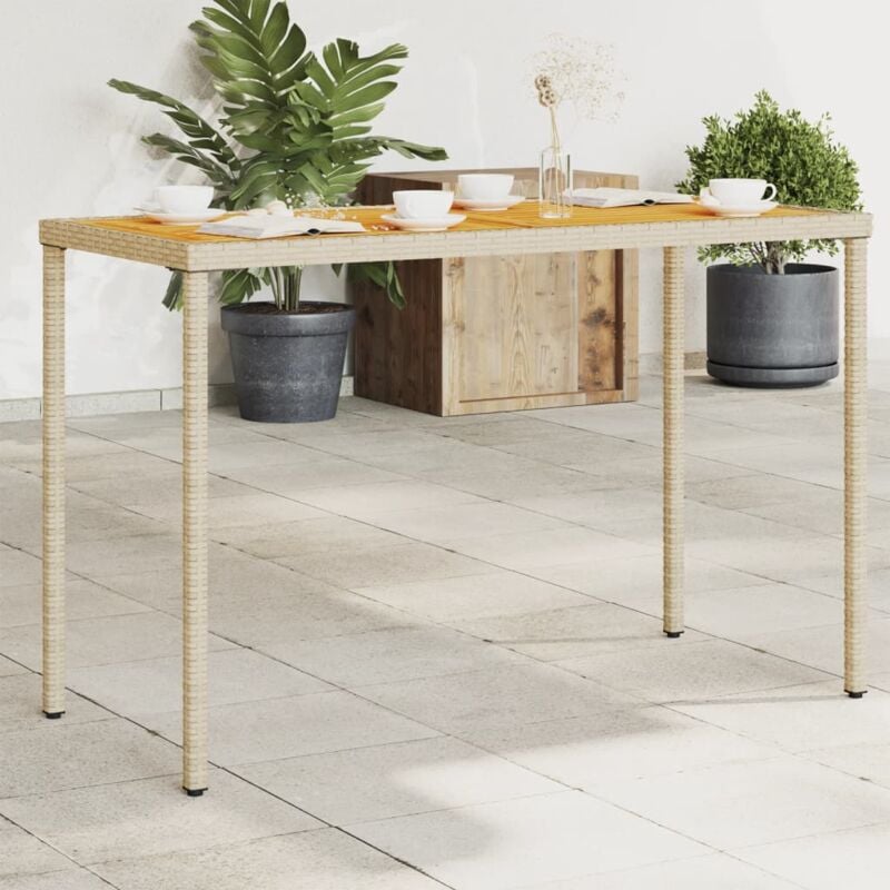 foto del prodotto tavolo giardino piano legno acacia beige 115x54x74cm polyrattan vidaxl