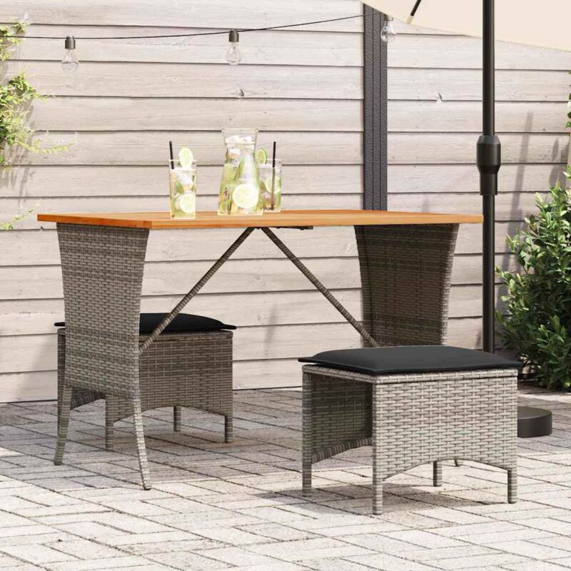 foto del prodotto tavolo giardino piano legno acacia grigio 105x75x72 polyrattan vidaxl