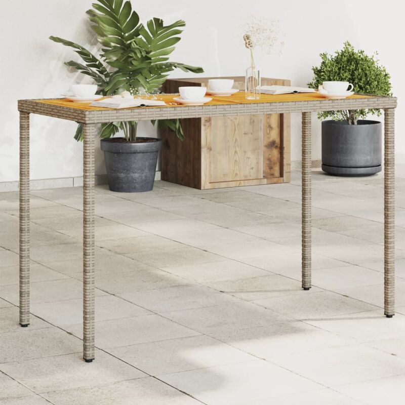 foto del prodotto tavolo giardino piano legno acacia grigio 115x54x74 polyrattan vidaxl