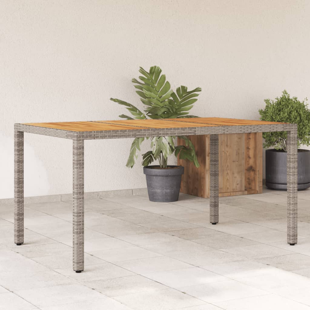 foto del prodotto tavolo giardino piano legno acacia grigio 150x90x75 polyrattan