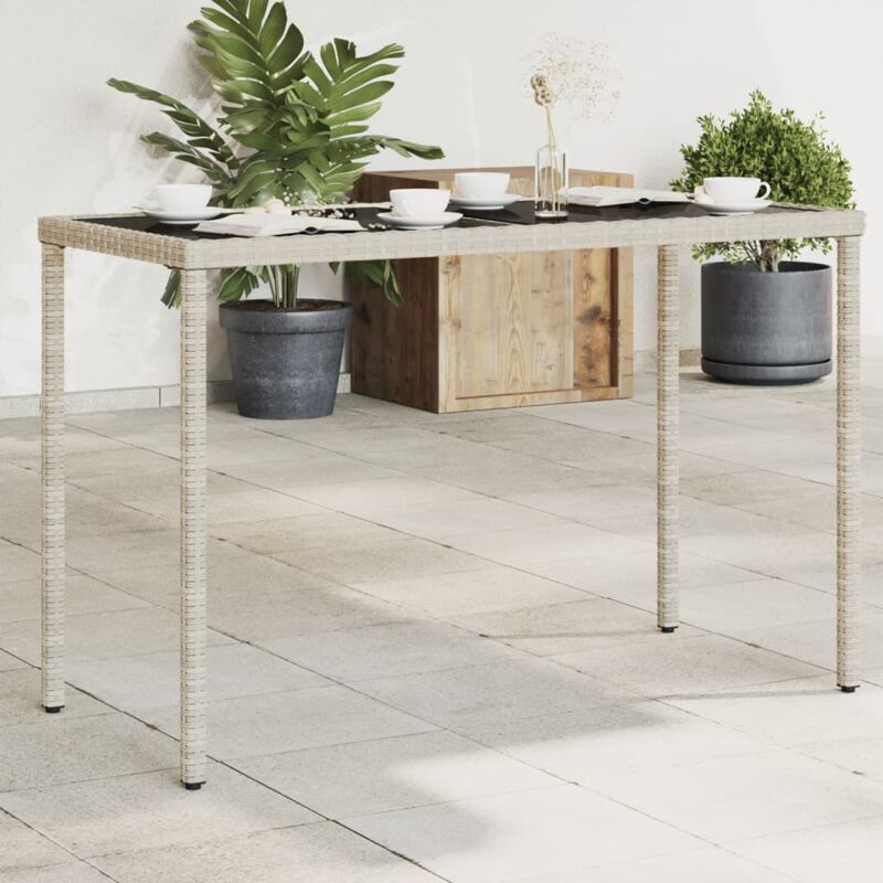 foto del prodotto tavolo giardino piano vetro grigio chiaro 115x54x74 polyrattan vidaxl