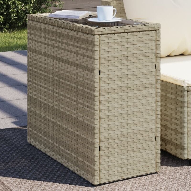 foto del prodotto tavolo giardino piano vetro grigio chiaro 58x27,5x55 polyrattan vidaxl
