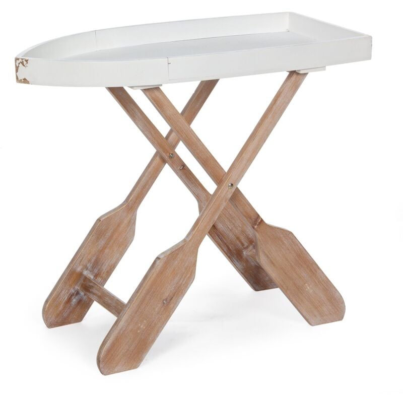 foto del prodotto tavolo gozzo pieghevole in legno d abete naturale bianco 76x40x66