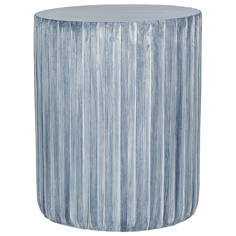 foto del prodotto tavolo grigio chiaro in fibra di vetro mgo con piano rotondo a forma di tamburo macchia uv ruggine acqua resistente al vento boho moderno soggiorno all aperto