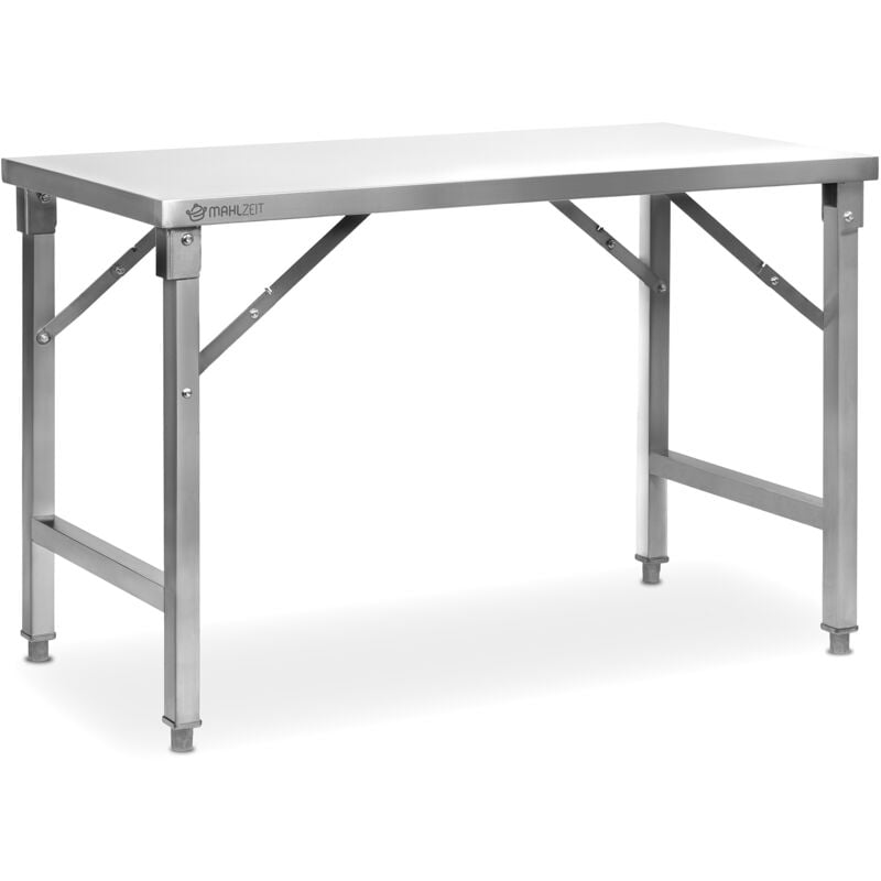 foto del prodotto tavolo in acciaio inox mahlzeit, 120 x 60 x 80 cm, tavolo da lavoro, tavolo da cucina, tavolo di preparazione in acciaio inox