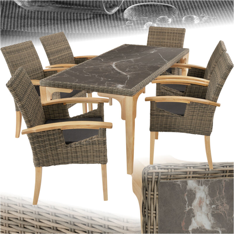 foto del prodotto tavolo in rattan foggia con 6 sedie rosarno tavolo in rattan, tavolo da giardino, tavolino per esterno