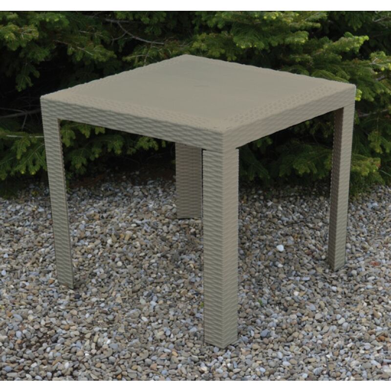 foto del prodotto tavolo in resina quadrato mod. saturno colore tortora similrattan 80x80x72h cm