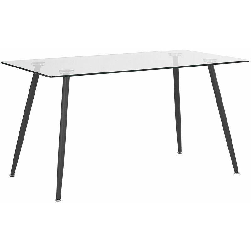 foto del prodotto tavolo in vetro trasparente per 6 persone gambe in metallo 140 x 80 cm midland