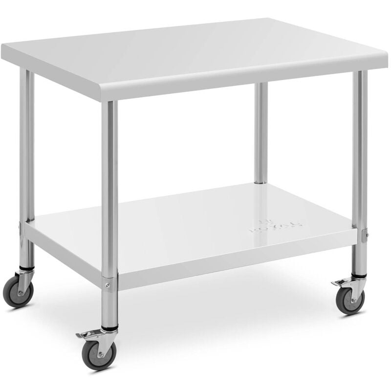 foto del prodotto tavolo inox con ruote professionale 70 x 100 cm 155 kg