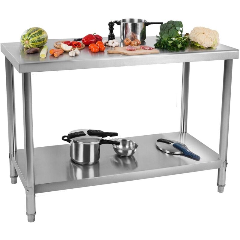 foto del prodotto tavolo inox da lavoro da cucina acciaio inossidabile 100 x 60 cm capacit 114 kg