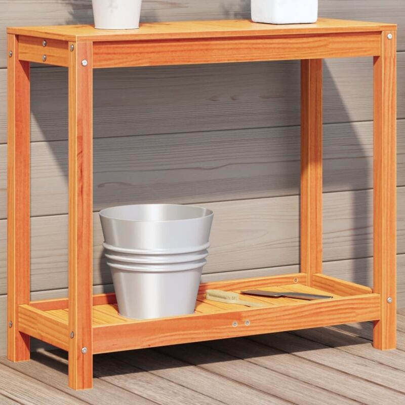 foto del prodotto tavolo invasatura ripiano marrone cera 82,5x35x75 massello pino vidaxl