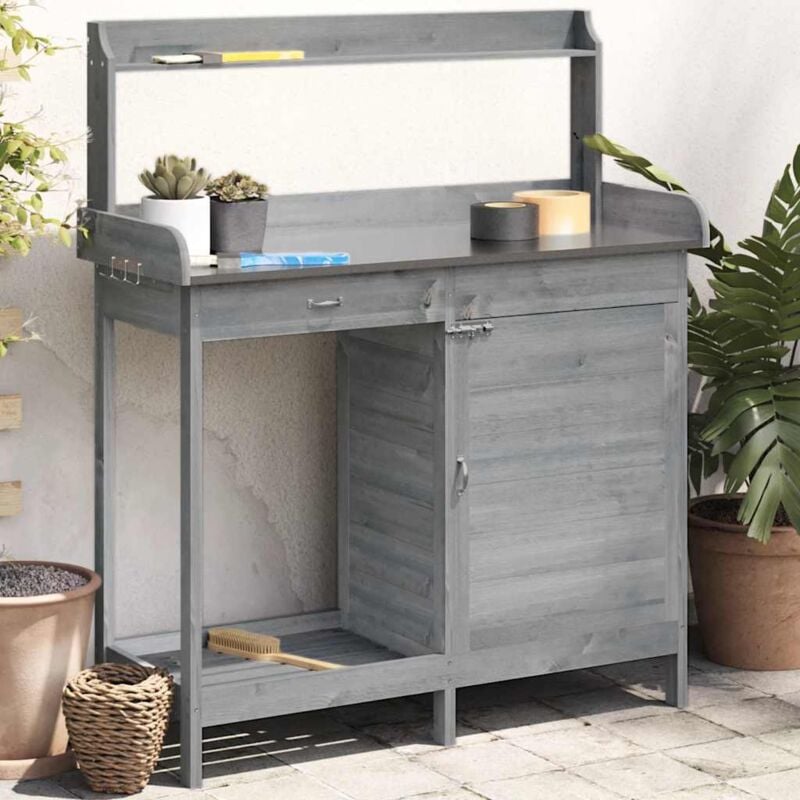 foto del prodotto tavolo invaso con mobile grigio 110,5x45x124,5cm massello abete vidaxl