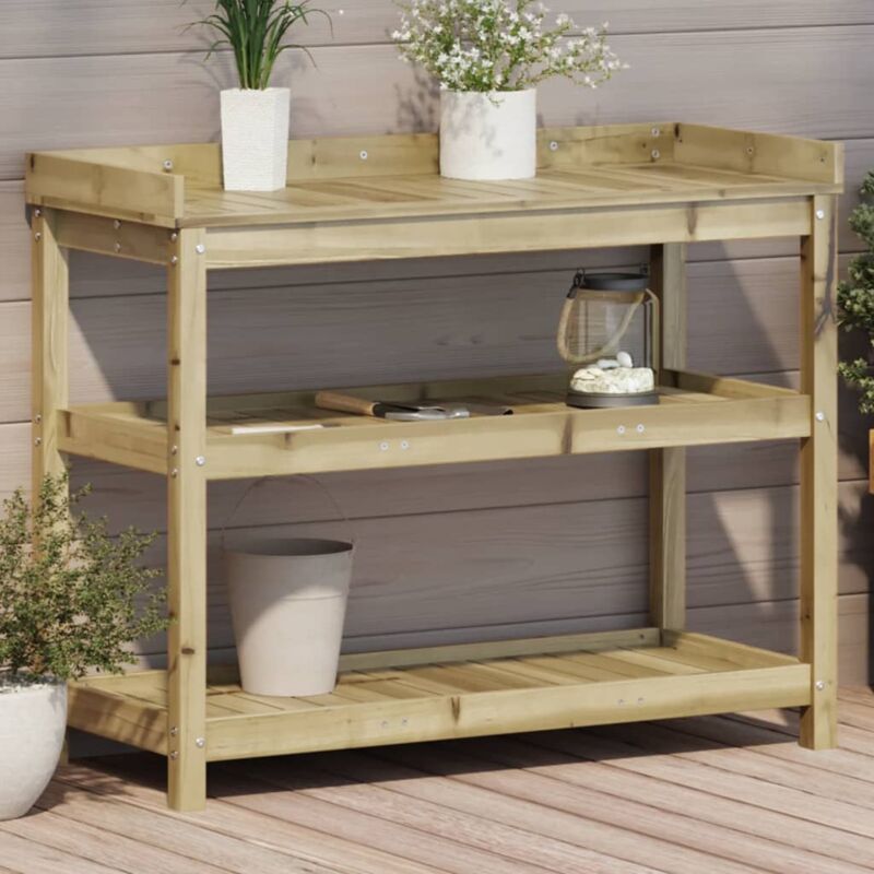 foto del prodotto tavolo invaso con ripiani 108x45x86,5 cm legno impregnato pino vidaxl