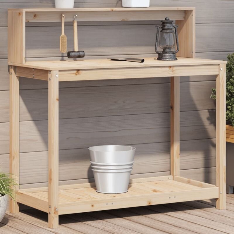 foto del prodotto tavolo invaso con ripiani 108x50x109,5 cm legno massello pino vidaxl