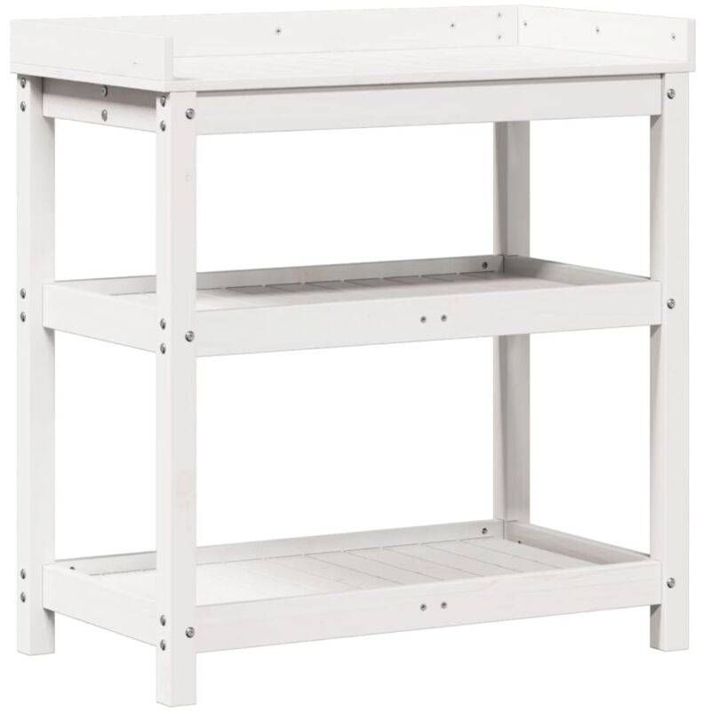 foto del prodotto tavolo invaso con ripiani bianco 82,5x45x86,5 cm massello pino vidaxl