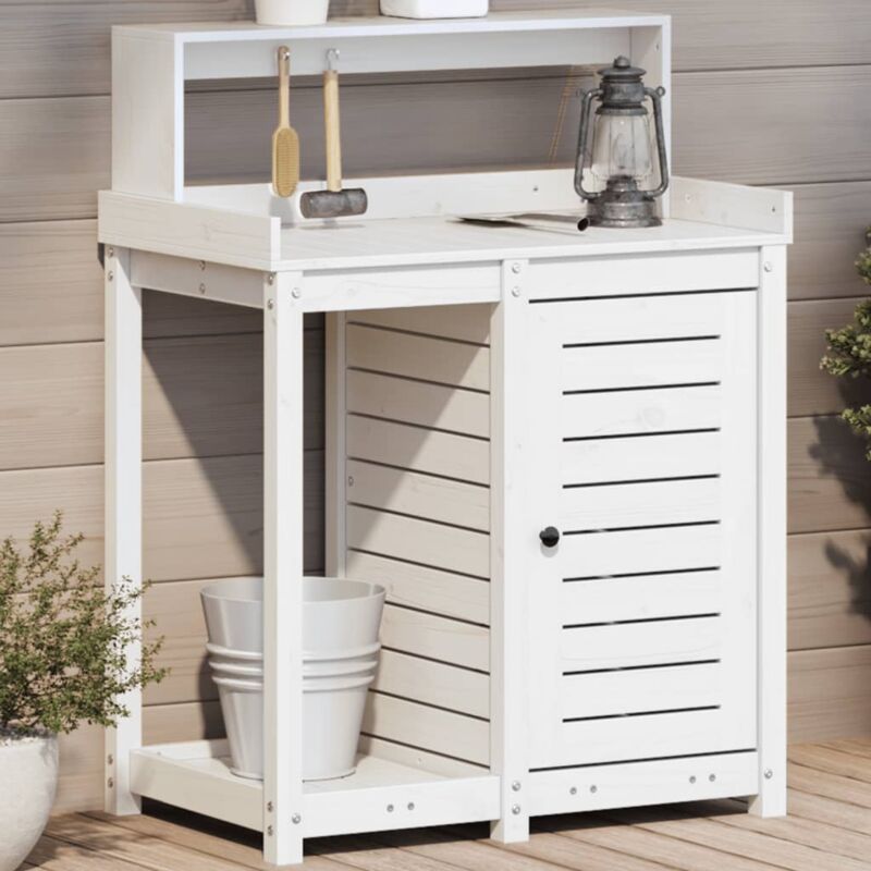 foto del prodotto tavolo invaso con ripiani bianco 82,5x50x109,5 cm massello pino vidaxl