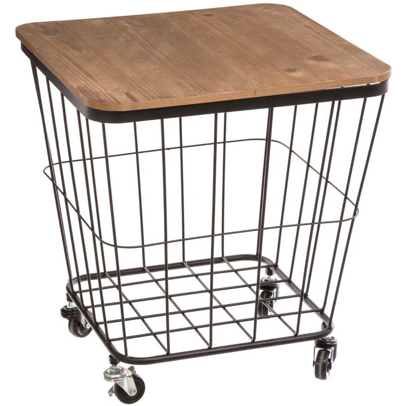 foto del prodotto tavolo jordi su rotelle, legno e metallo 40x39cm atmosphera cr ateur d int rieur