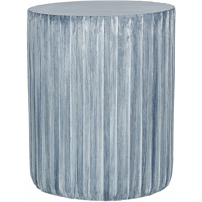 foto del prodotto tavolo laterale in fibra di vetro mgo con piano rotondo a forma di tamburo macchia uv ruggine acqua resistente al vento grigio chiaro amaro