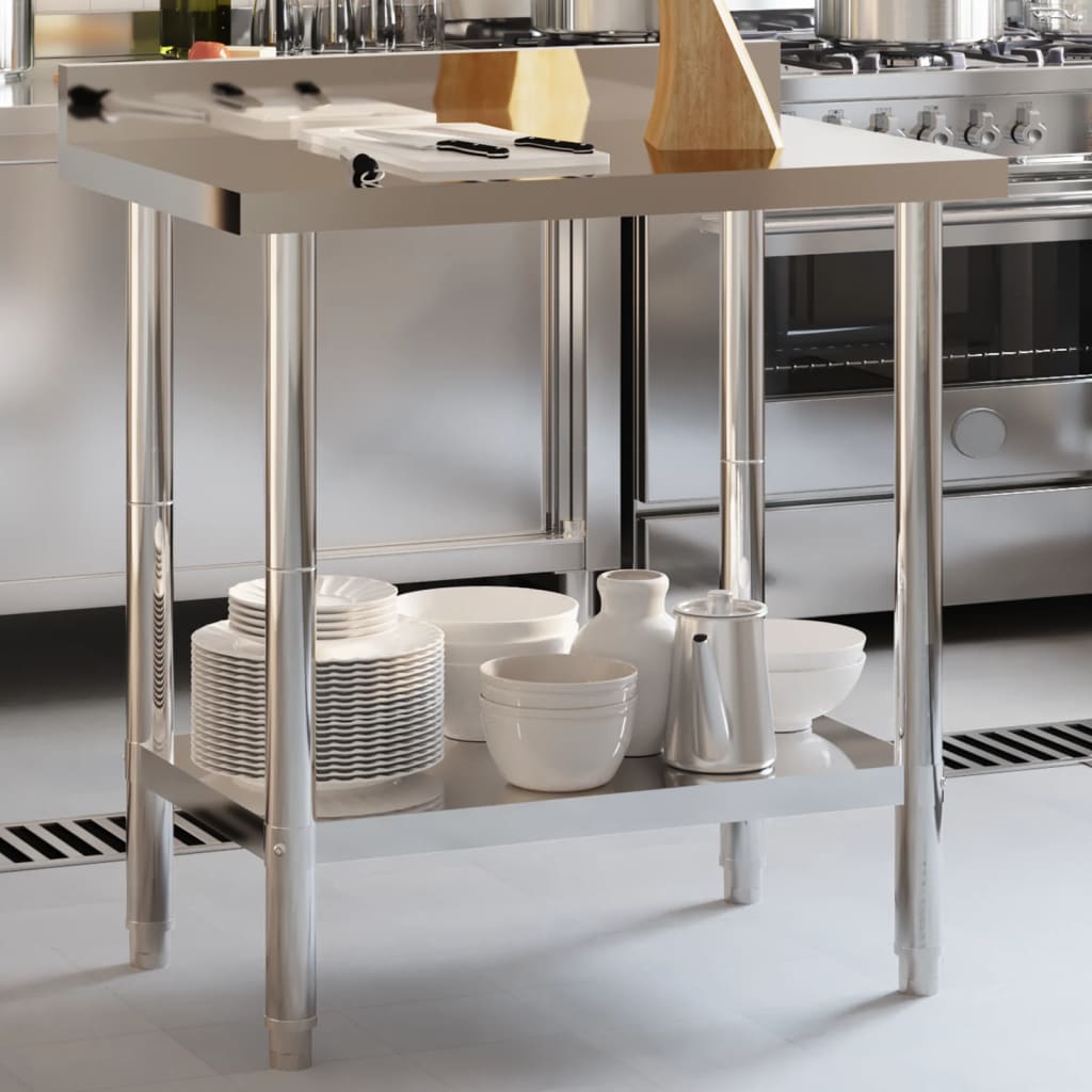 foto del prodotto tavolo lavoro cucina con paraschizzi 82,5x55x93cm acciaio inoxcod mxl 111701