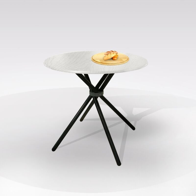 foto del prodotto tavolo mod. panda fisso diam. cm 80 nero e white ash