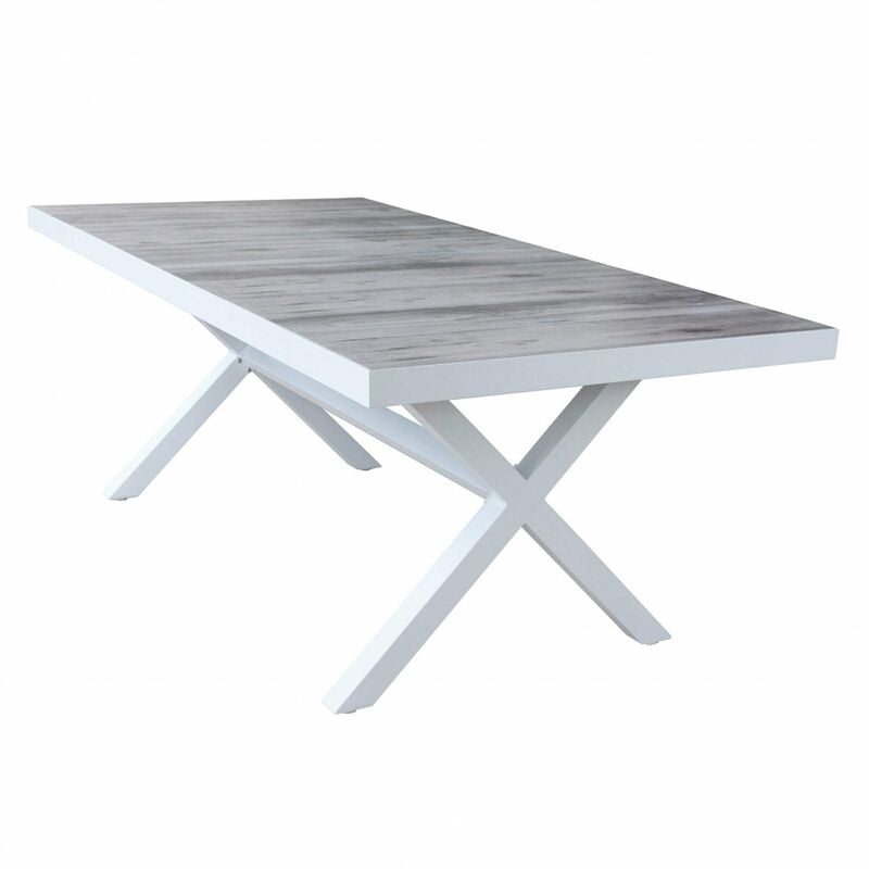 foto del prodotto tavolo mykonos in alluminio e gres porcellanato per esterno 200x100 bianco tavolo