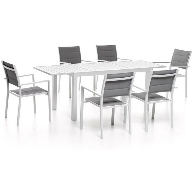foto del prodotto tavolo ostuni allungabile in alluminio 140 210x77cm colore bianco prolunga