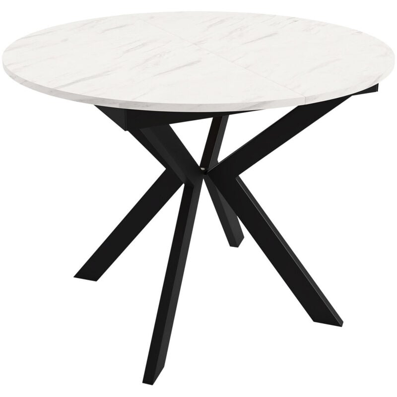 foto del prodotto tavolo oswego 112, nero marmo bianco, 76x0x0cm, con, truciolare laminato, metallo