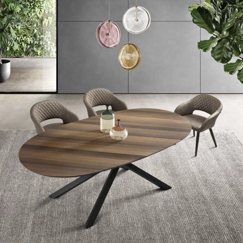 foto del prodotto tavolo ovale fisso con piano eucalipto 210 cm ron