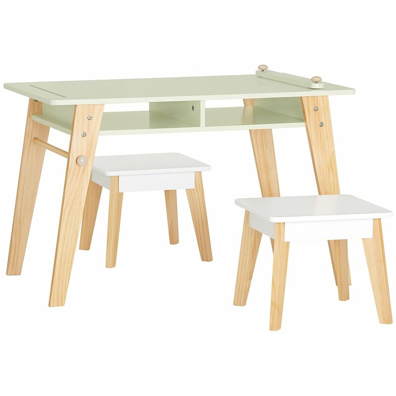 foto del prodotto tavolo per bambini con 2 sedie set mobili per bambini tavolo da dipingere per bambini verde kmb92 gr sobuy
