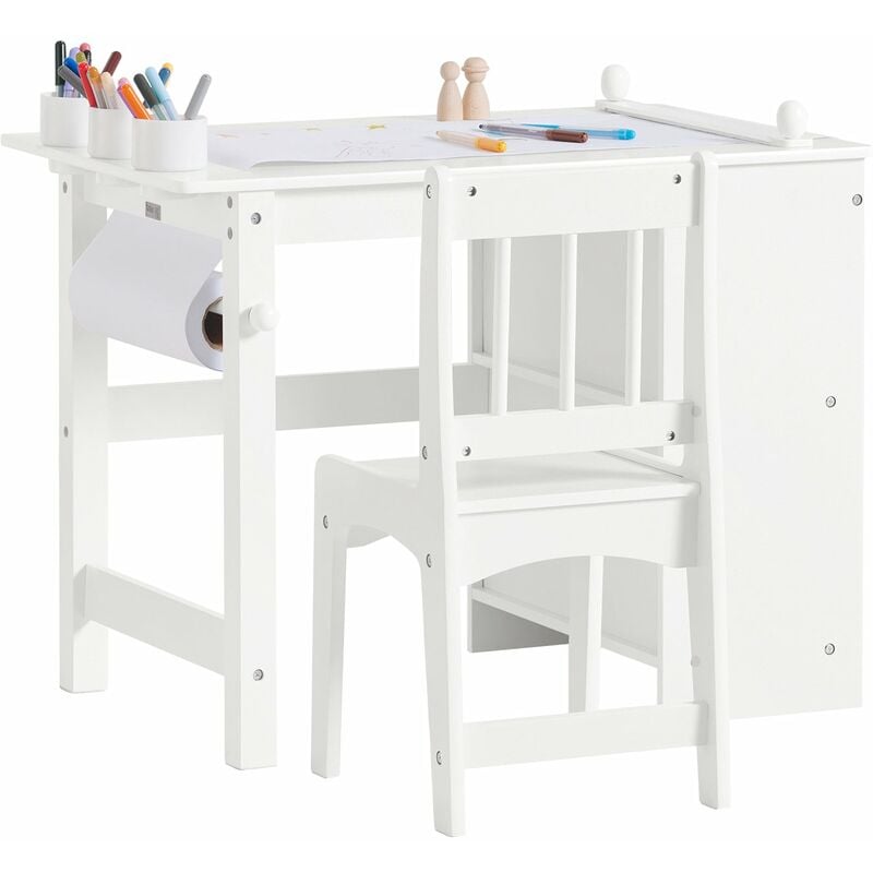 foto del prodotto tavolo per bambini con una sedia set mobili per bambini tavolo da dipingere per bambini bianco kmb60 w