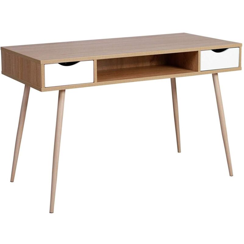 foto del prodotto tavolo per computer con tre opzioni di stoccaggio 120 cm mdf color rovere