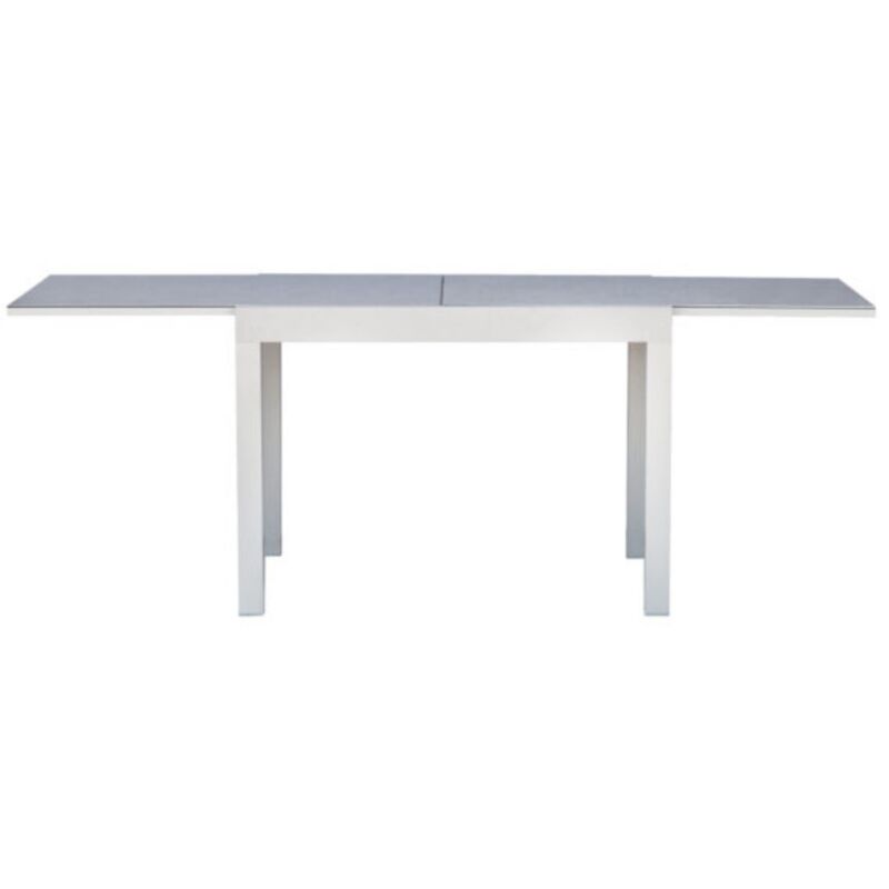 foto del prodotto tavolo per interni ed esterni alluminio e vetro ceramica, allungabile fino a 2,08 mt, colore bianco