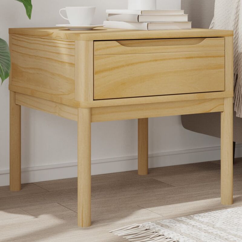 foto del prodotto tavolo per lampada floro 55x55x54 cm marrone cera legno di pino vidaxl