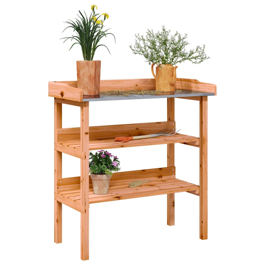 foto del prodotto tavolo piante con ripiani marrone 78x38x,82,5cm massello abete