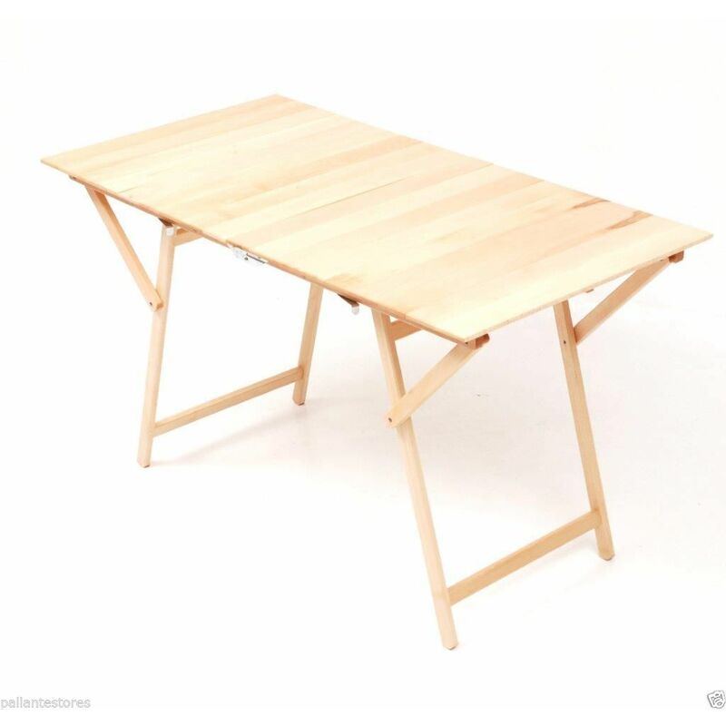 foto del prodotto tavolo pic nic rettangolare pieghevole in legno colore faggio misura 140x70 cm
