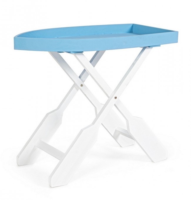 foto del prodotto tavolo pieghevole bianco azzurro 76x40x66h