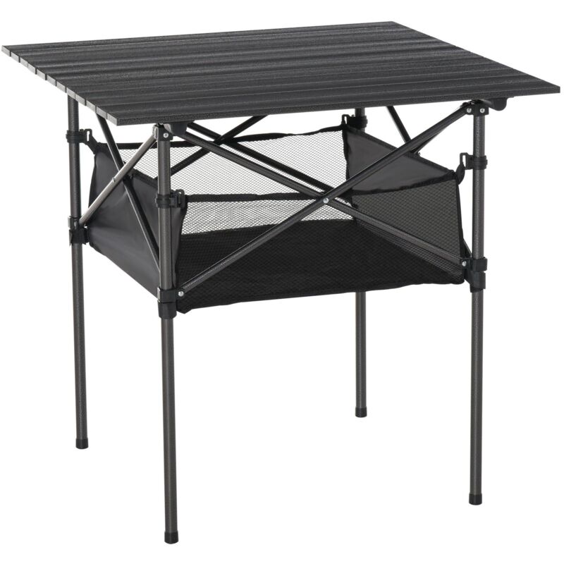 foto del prodotto tavolo pieghevole da campeggio 70x70x69 cm in alluminio nero