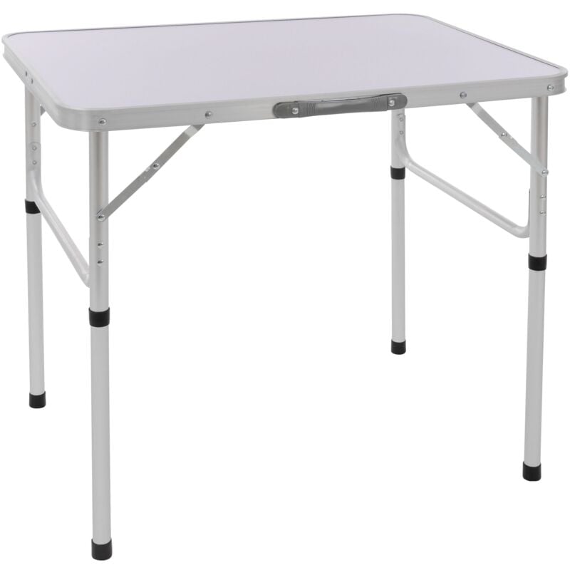 foto del prodotto tavolo pieghevole da campeggio buffet giardino terrazza balcone feste fiere rettangolare 75 x 55 x 68 cm in mdf alluminio argento bianco con