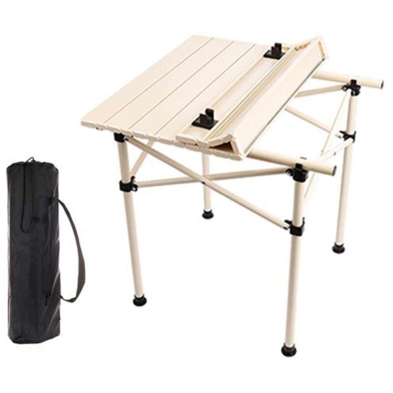 foto del prodotto tavolo pieghevole da esterno, tavolino per picnic da giardino, 51x50x50cm, bianco, con borsa di trasporto