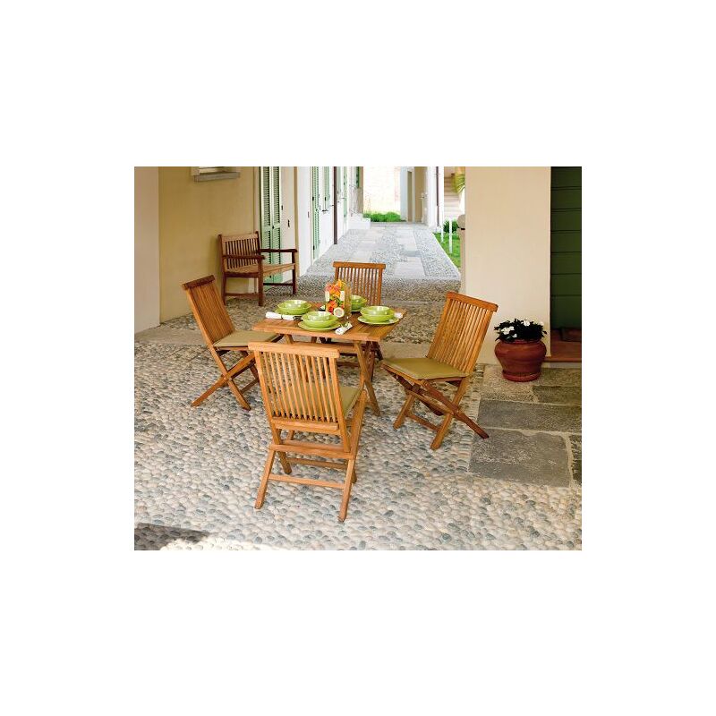 foto del prodotto tavolo pieghevole in legno teak vulcano quadrato 80x80 cm