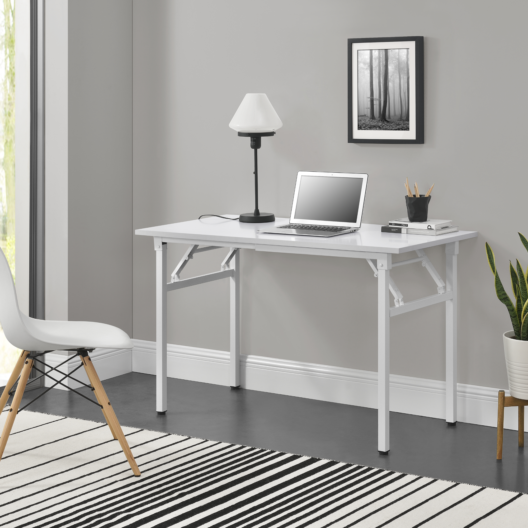 foto del prodotto tavolo pieghevole scrivania con piano 120x60 cm bianco neu.haus 